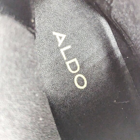 Aldo Women Ruth Black Leather Vintage Retro Square Toe Chelsea Boots size 8.5 - Picture 7 of 11